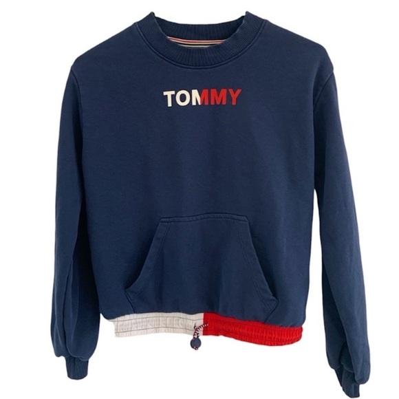 Tommy Hilfiger Colorblock cinch crewneck sweatshirt Longsleeve size XXS - Picture 1 of 7
